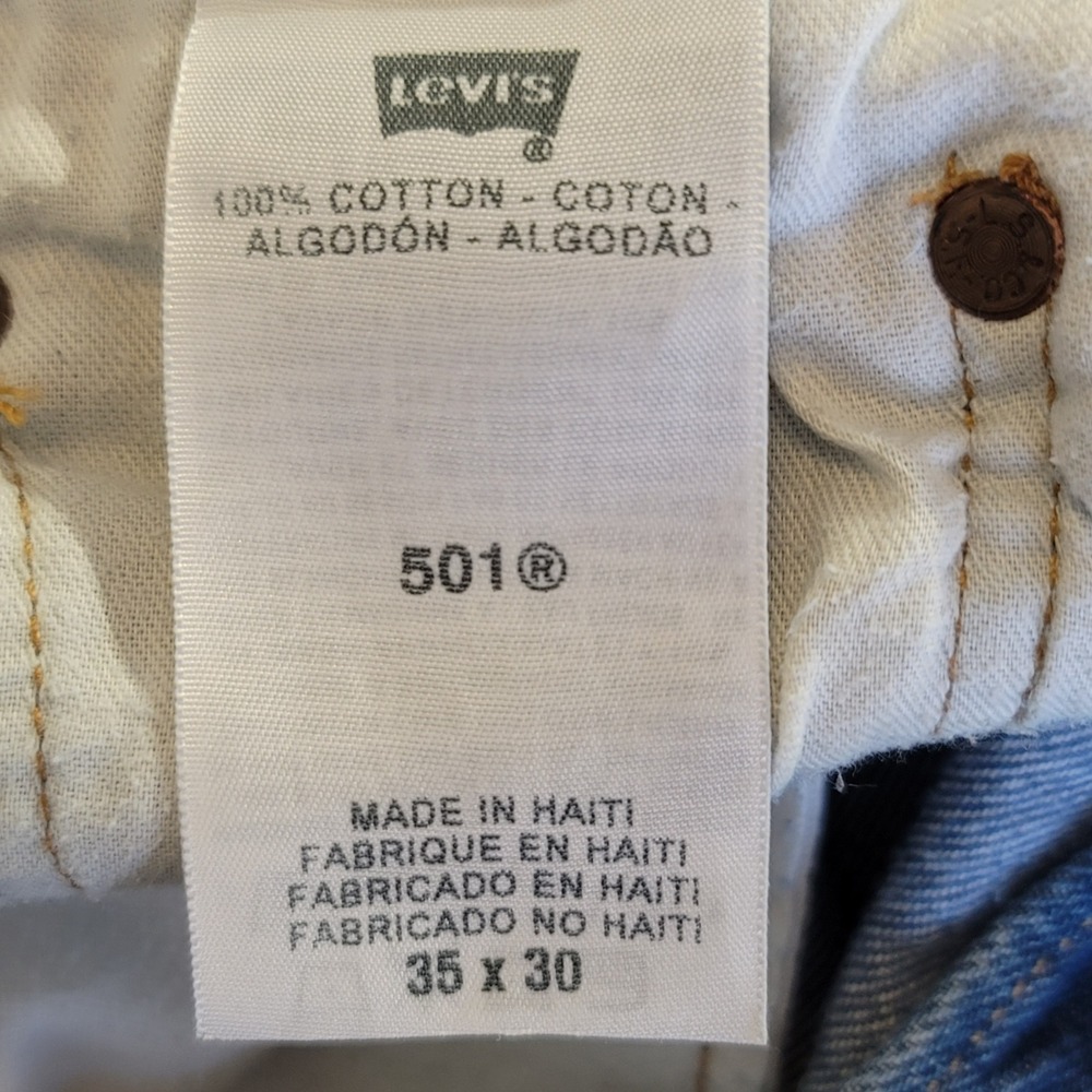 Y2K Levi's 501 Original Fit Mens 35x30 (33x27.5) Blue Jeans Straight Button Fly - Picture 5 of 14